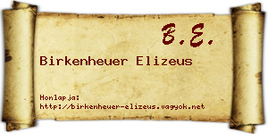 Birkenheuer Elizeus névjegykártya